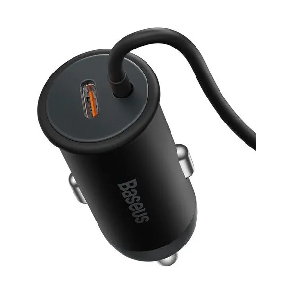 Magnetický držiak do auta Baseus CW01 s USB-C nabíjačkou, 15W + 25W (čierna) 047020