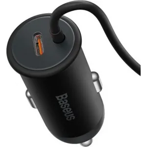 Magnetický držiak do auta Baseus CW01 s USB-C nabíjačkou, 15W + 25W (čierna) 047020