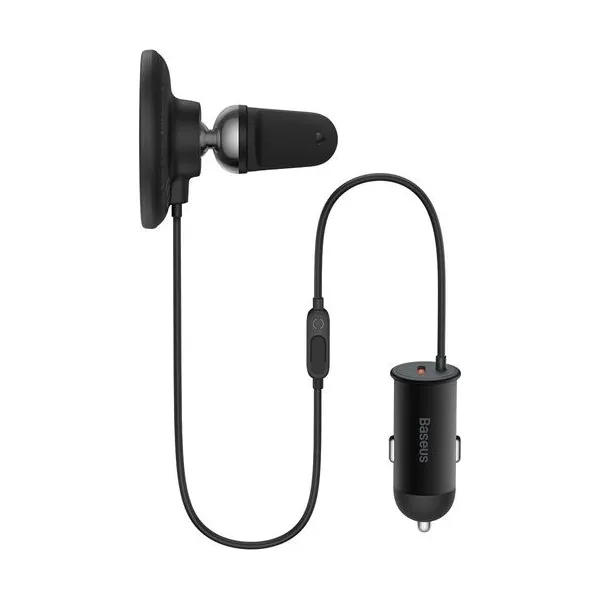 Magnetický držiak do auta Baseus CW01 s USB-C nabíjačkou, 15W + 25W (čierna) 047020