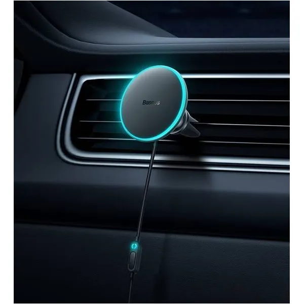 Magnetický držiak do auta Baseus CW01 s USB-C nabíjačkou, 15W + 25W (čierna) 047020
