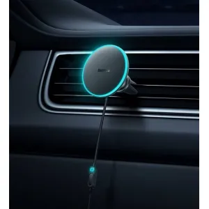 Magnetický držiak do auta Baseus CW01 s USB-C nabíjačkou, 15W + 25W (čierna) 047020