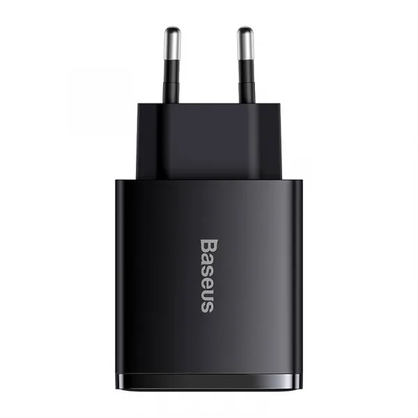 Kompaktná rýchlonabíjačka Baseus, 2xUSB, USB-C, PD, 3A, 30W (čierna) 028970