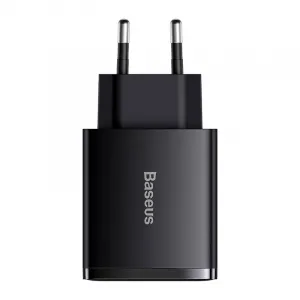 Kompaktná rýchlonabíjačka Baseus, 2xUSB, USB-C, PD, 3A, 30W (čierna) 028970