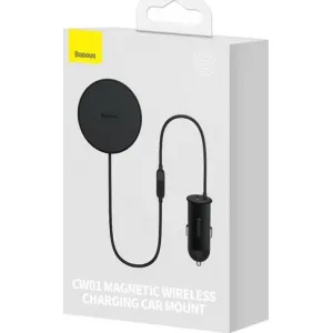 Magnetický držiak do auta Baseus CW01 s USB-C nabíjačkou, 15W + 25W (čierna) 047020