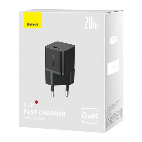 Baseus GaN5 20W mini nástenná nabíjačka (čierna) 047626
