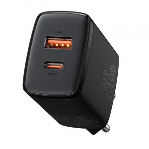 Kompaktná rýchlonabíjačka Baseus USB+ USB-C 20W - čierna
