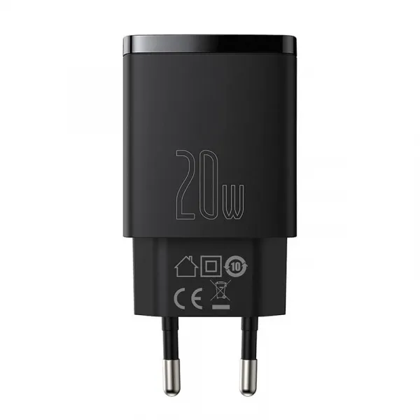 Kompaktná rýchlonabíjačka Baseus USB+ USB-C 20W - čierna