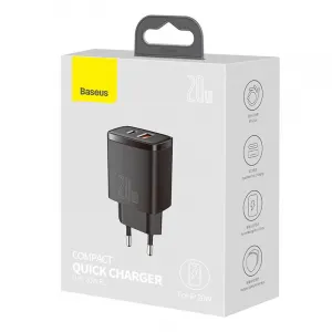 Kompaktná rýchlonabíjačka Baseus USB+ USB-C 20W - čierna