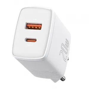 Kompaktná rýchlonabíjačka Baseus USB+ USB-C 20 W - biela