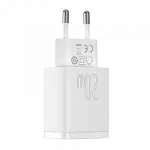 Kompaktná rýchlonabíjačka Baseus USB+ USB-C 20 W - biela