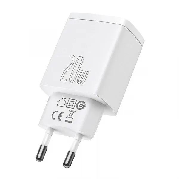 Kompaktná rýchlonabíjačka Baseus USB+ USB-C 20 W - biela