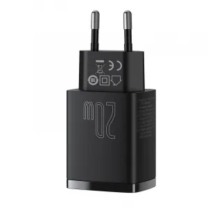 Kompaktná rýchlonabíjačka Baseus USB+ USB-C 20W - čierna