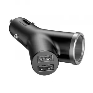 Baseus Car Charger Y-type dual USB + cigarette lighter extended, 3.4A, čierna (CCALL-YX01)