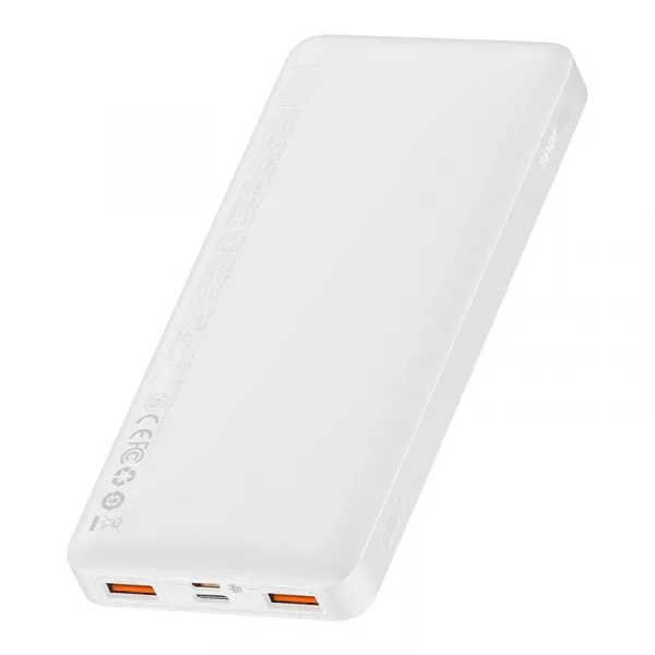 PowerBank Baseus Bipow 10,000mAh, USB-C, 2xUSB-A, MicroUSB 20W, Biela