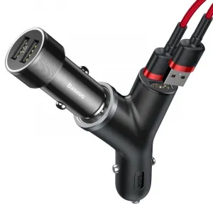 Baseus Car Charger Y-type dual USB + cigarette lighter extended, 3.4A, čierna (CCALL-YX01)