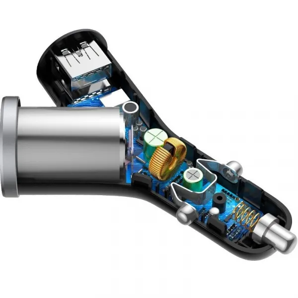 Baseus Car Charger Y-type dual USB + cigarette lighter extended, 3.4A, čierna (CCALL-YX01)