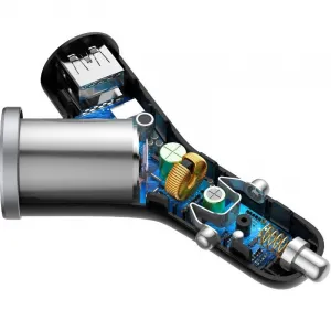 Baseus Car Charger Y-type dual USB + cigarette lighter extended, 3.4A, čierna (CCALL-YX01)