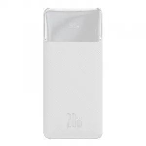 PowerBank Baseus Bipow 10,000mAh, USB-C, 2xUSB-A, MicroUSB 20W, Biela