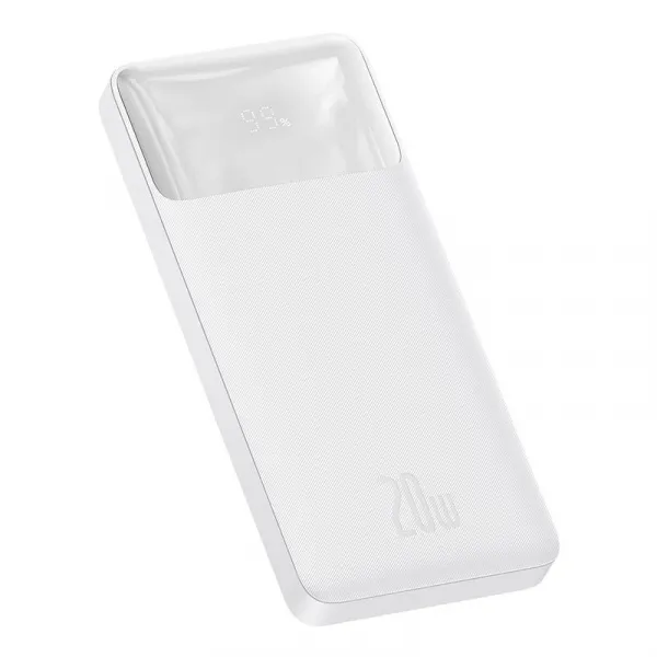 PowerBank Baseus Bipow 10,000mAh, USB-C, 2xUSB-A, MicroUSB 20W, Biela