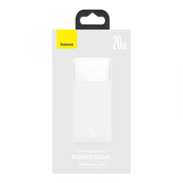 PowerBank Baseus Bipow 10,000mAh, USB-C, 2xUSB-A, MicroUSB 20W, Biela