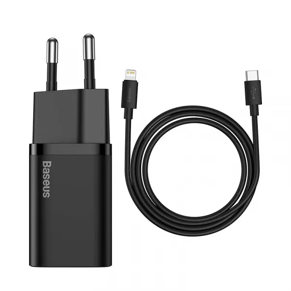 Baseus Super SI sada adaptéra USB-C 20W a kábla USB-C na Lightning 1 m, čierna