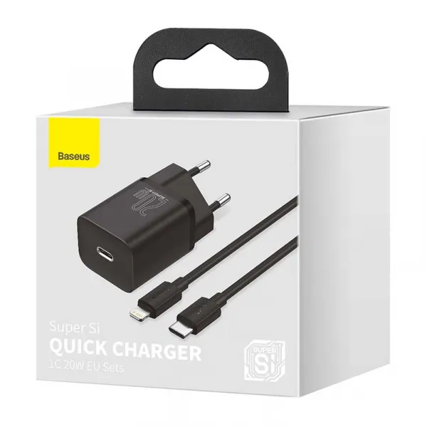 Baseus Super SI sada adaptéra USB-C 20W a kábla USB-C na Lightning 1 m, čierna