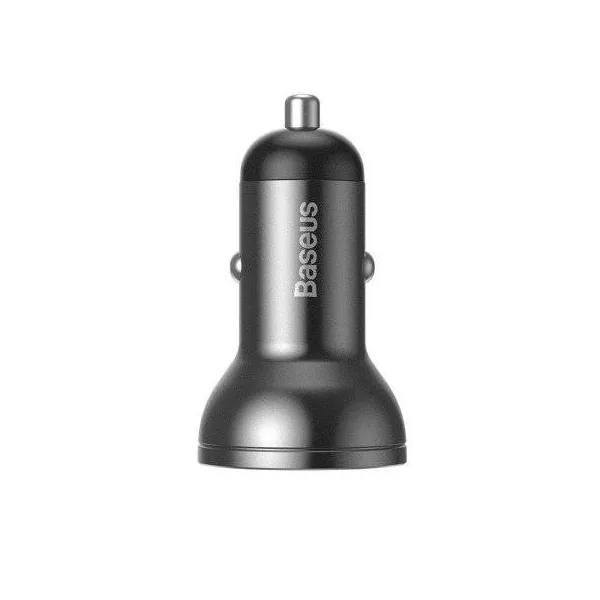Baseus duálny USB adaptér do auta s displejom 4,8A 24W, sivý