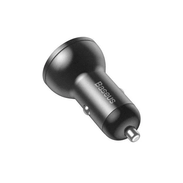 Baseus duálny USB adaptér do auta s displejom 4,8A 24W, sivý