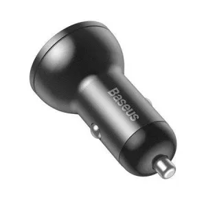 Baseus duálny USB adaptér do auta s displejom 4,8A 24W, sivý