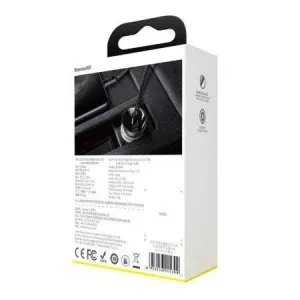 Baseus duálny USB adaptér do auta s displejom 4,8A 24W, sivý