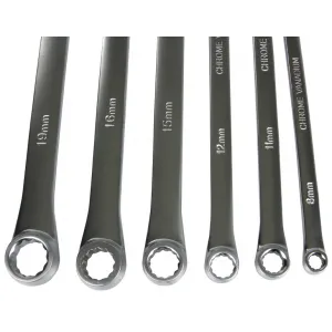 Extra dlhé očkové kľúče CrV – sada 6 ks (8–21 mm)