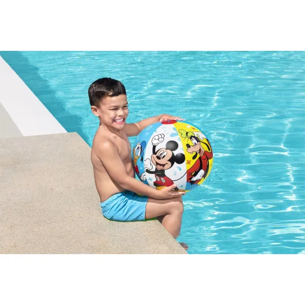 Lopta Bestway® 91098, Mickey&Friends, plážová, detská, nafukovacia, do vody, 51 cm
