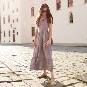 Ľanové šaty Breeze - Royal | MOYO Veľkosť: S/M, Dĺžka sukne: Dlhá ( tri pásy ), Top: Rukávy ( krátke )