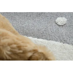 Detský koberec YOYO EY81 kruh sivý / biely - medveď, hory