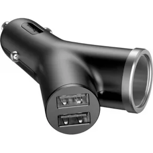 Baseus Car Charger Y-type dual USB + cigarette lighter extended, 3.4A, čierna (CCALL-YX01)