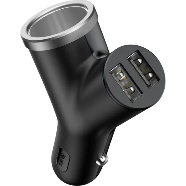 Baseus Car Charger Y-type dual USB + cigarette lighter extended, 3.4A, čierna (CCALL-YX01)