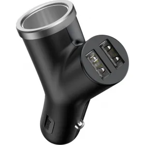 Baseus Car Charger Y-type dual USB + cigarette lighter extended, 3.4A, čierna (CCALL-YX01)
