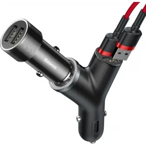 Baseus Car Charger Y-type dual USB + cigarette lighter extended, 3.4A, čierna (CCALL-YX01)