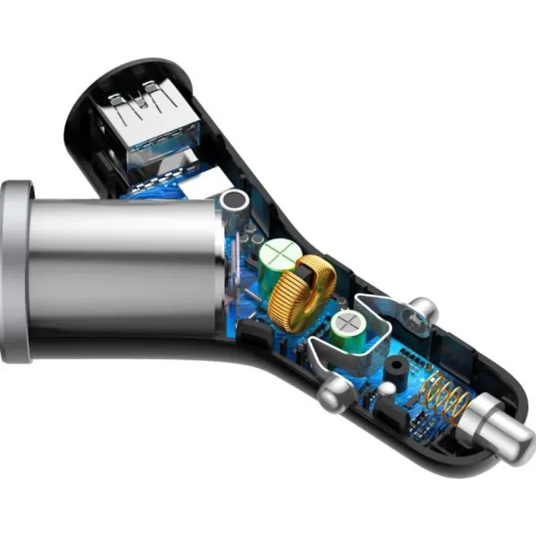 Baseus Car Charger Y-type dual USB + cigarette lighter extended, 3.4A, čierna (CCALL-YX01)