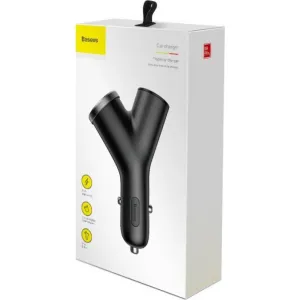 Baseus Car Charger Y-type dual USB + cigarette lighter extended, 3.4A, čierna (CCALL-YX01)