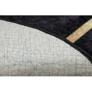 Koberec MIRO 51518.805 listy / rám, čierny / zlatý