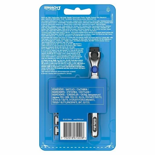 Gillette Mach3 Turbo Pánsky Holiaci Strojček - 5 Holiacich Hlavíc