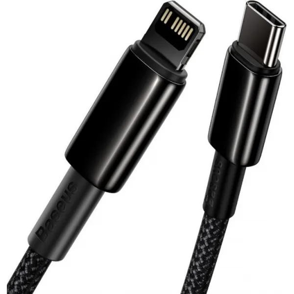 Baseus Tungsten Gold Rýchlonabíjací / dátový kábel USB-C na Lightning PD 20W 2m, čierny