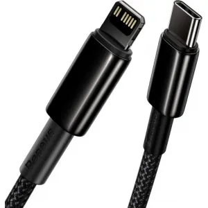 Baseus Tungsten Gold Rýchlonabíjací / dátový kábel USB-C na Lightning PD 20W 2m, čierny