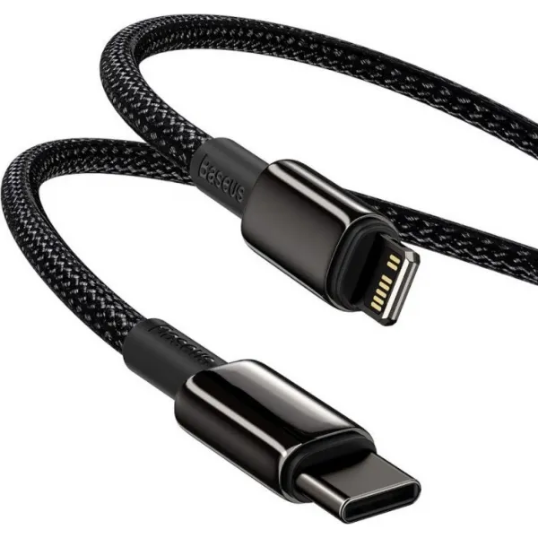 Baseus Tungsten Gold Rýchlonabíjací / dátový kábel USB-C na Lightning PD 20W 2m, čierny