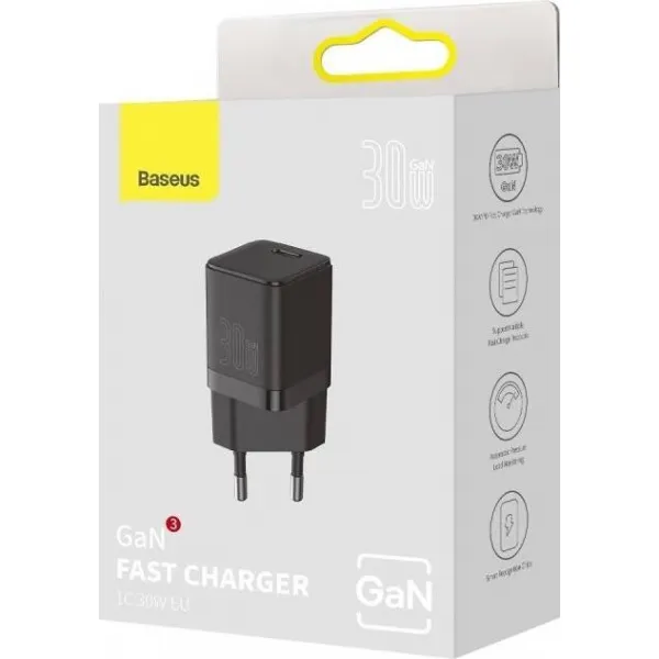 Baseus Quick Nabíjací adaptér USB-C 30W, Čierny