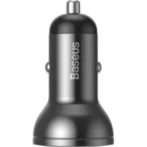 Baseus duálny USB adaptér do auta s displejom 4,8A 24W, sivý
