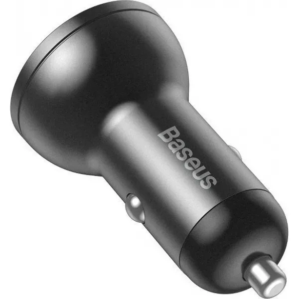 Baseus duálny USB adaptér do auta s displejom 4,8A 24W, sivý