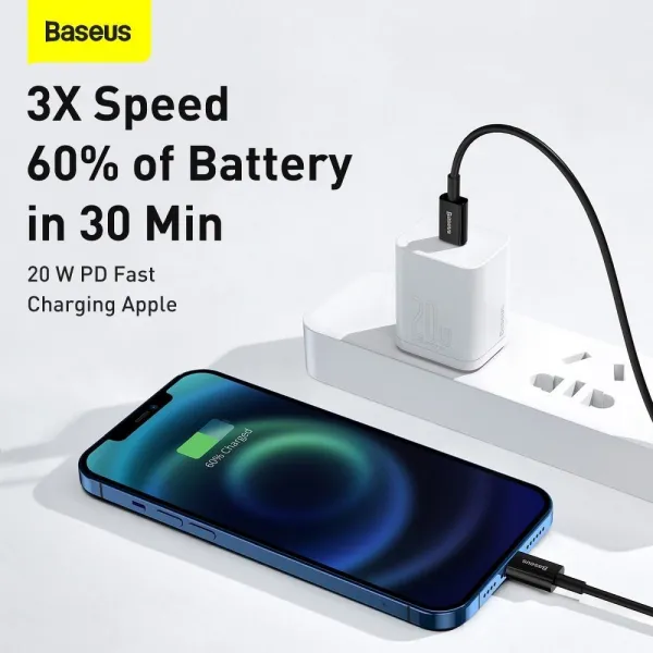 Rýchlonabíjací kábel Baseus Superior Series Type-C/Lightning 20W 2m Black