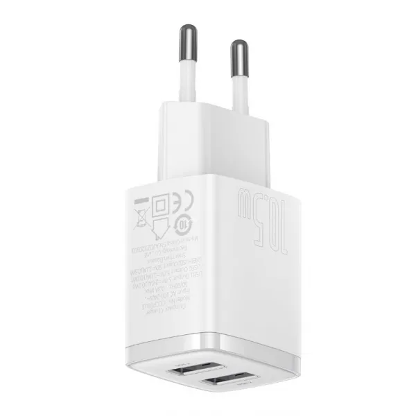 Baseus Nabíjačka Compact 2xUSB 10,5W, Biela